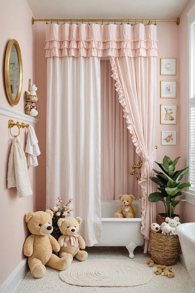 Ruffled Pastel Baby Shower Curtain