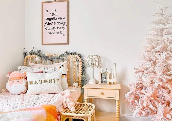 Pink Christmas Tree Bedroom Corner