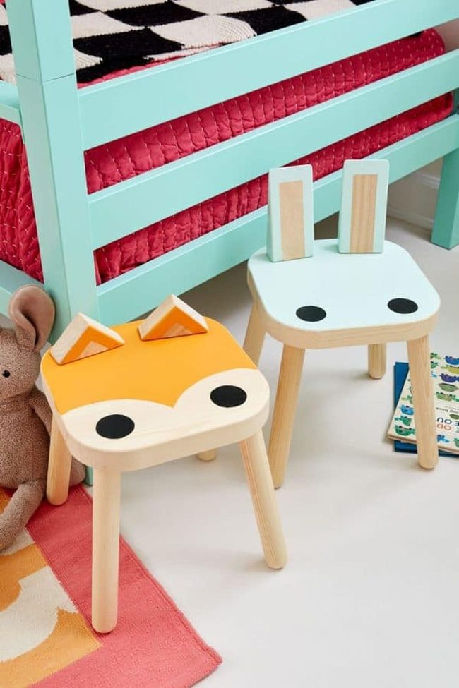 Painted Rabbit Fox Ikea Stool Hack