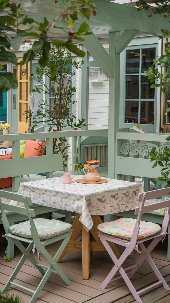 Soft Pastels Transform Terrace Dining