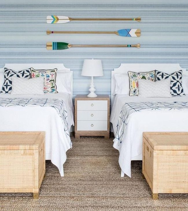 Blue Striped Coastal Bedroom