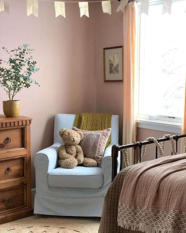 Light Blue Chairs, Pink Walls