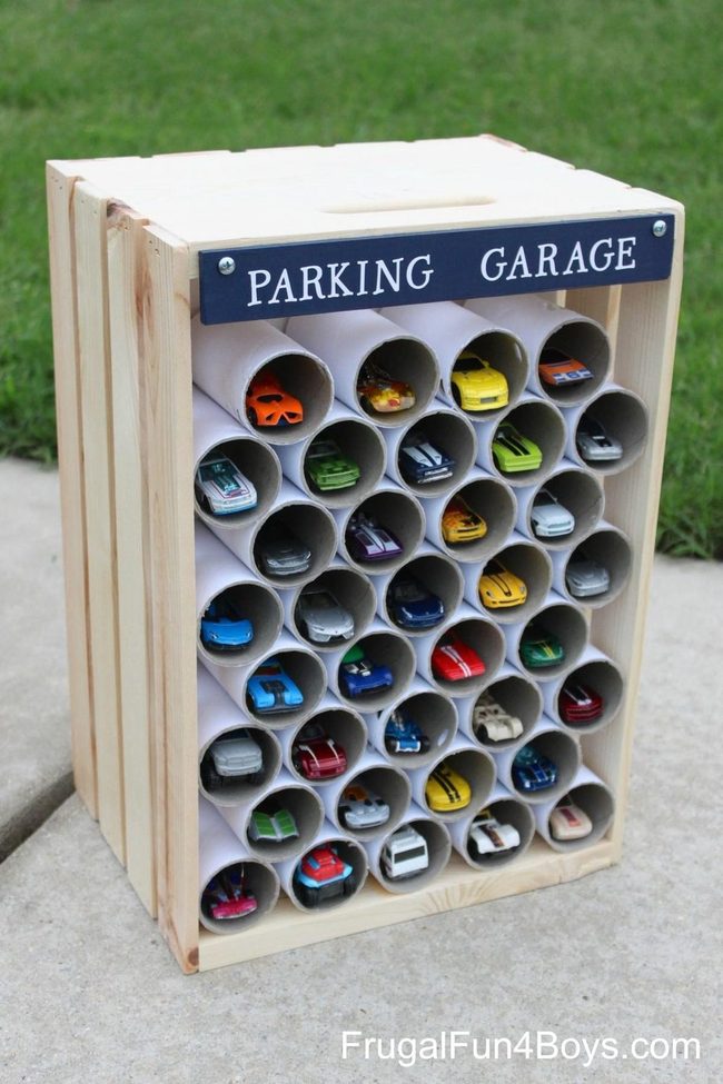 Colorful Cars In Natural Wood Garage