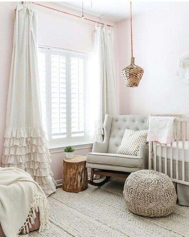 Pink Walls, White Shutters Nursery