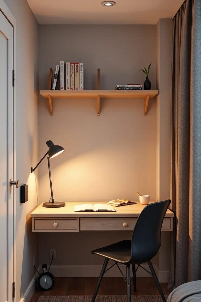 Walnut Wall Desk Space Saver