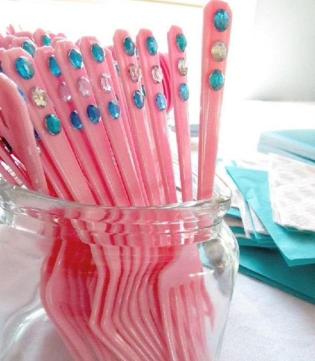 Sparkling Pink Forks, Gemstone Elegance