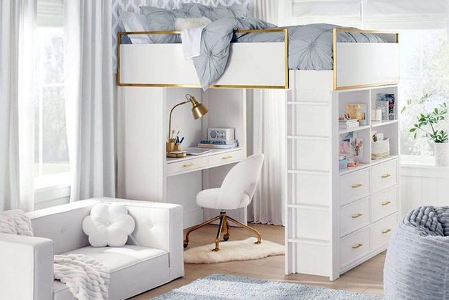White Loft With Gold Accents