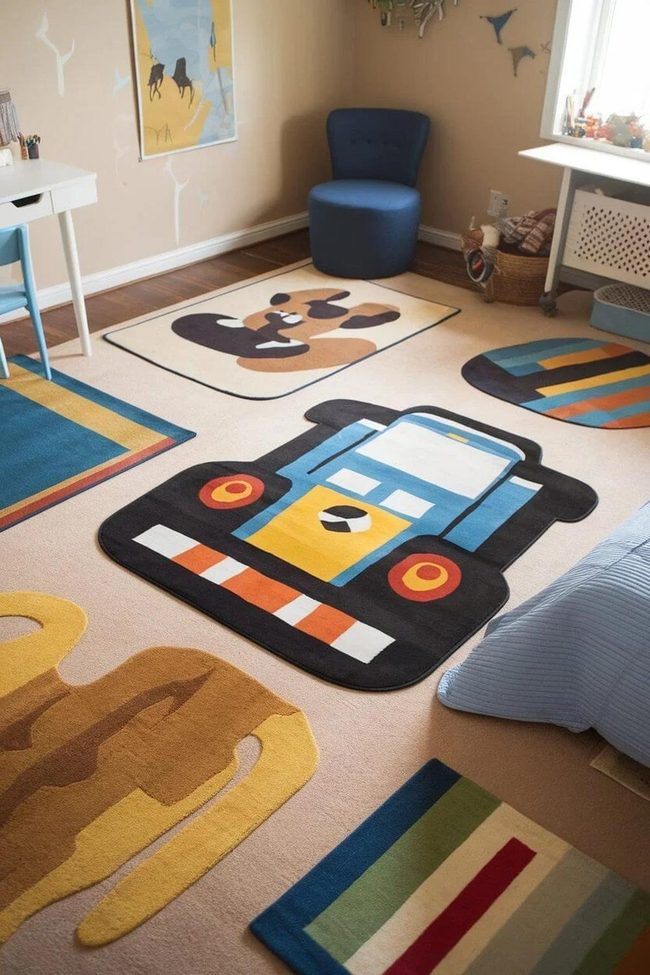 Cartoon Car And Animal Floor Rugs