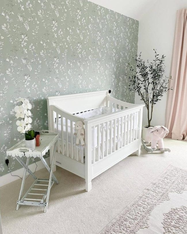 Pale Pink Nursery with Green Botanicals