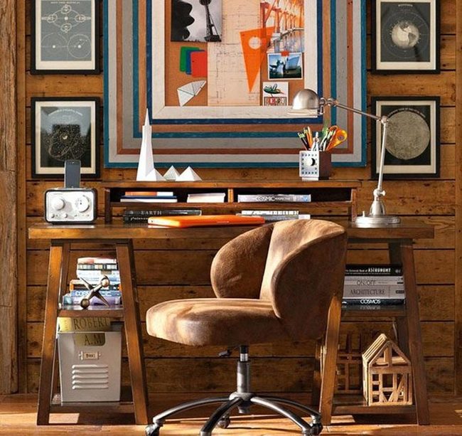 Natural Wood Metal Frame Desk