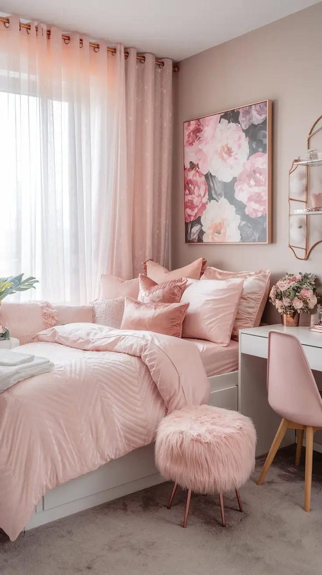 Pink Dorm Room Elegance