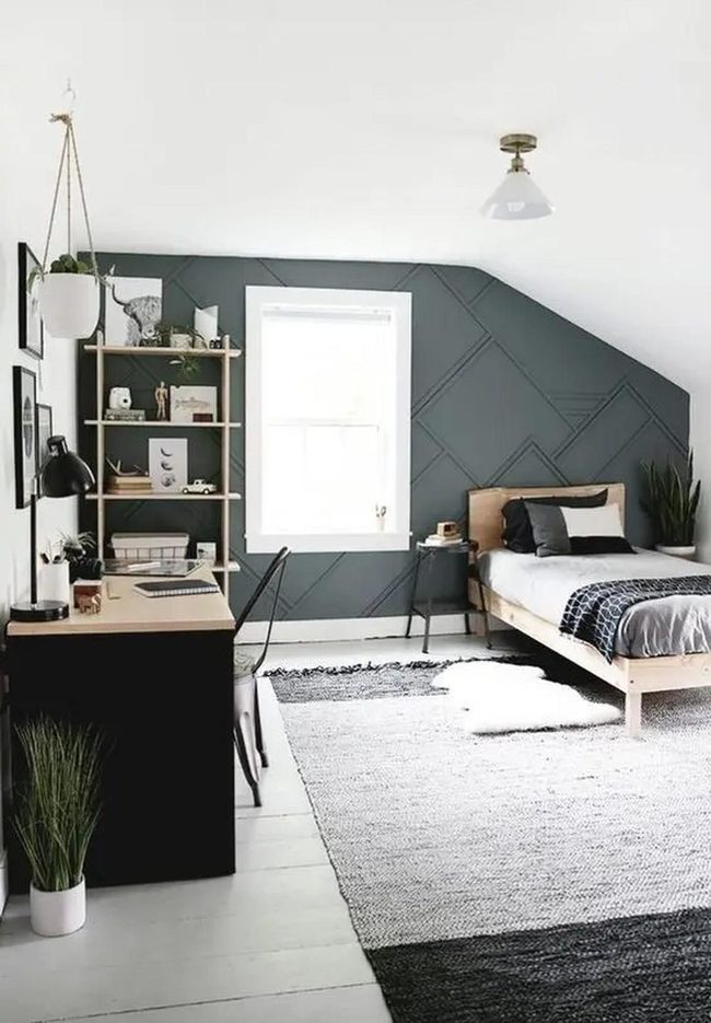 Gray Geometry With Natural Wood