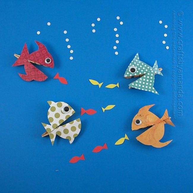 Colorful Paper Fish Deep Blue Sea