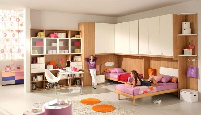 Purple And Pink Shared Kids Room