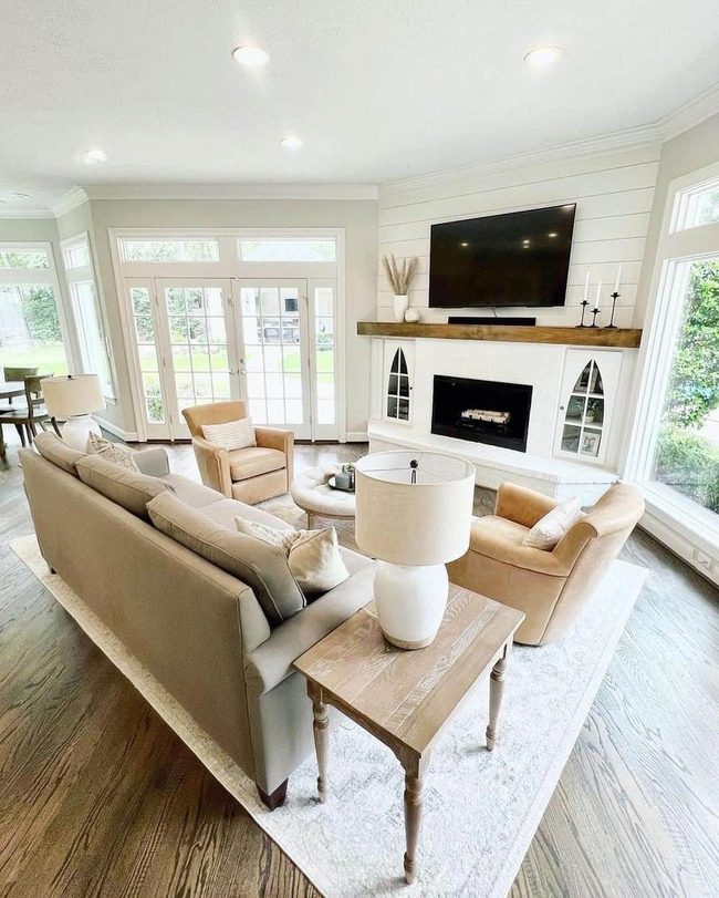 White Stone Fireplace Focal Point