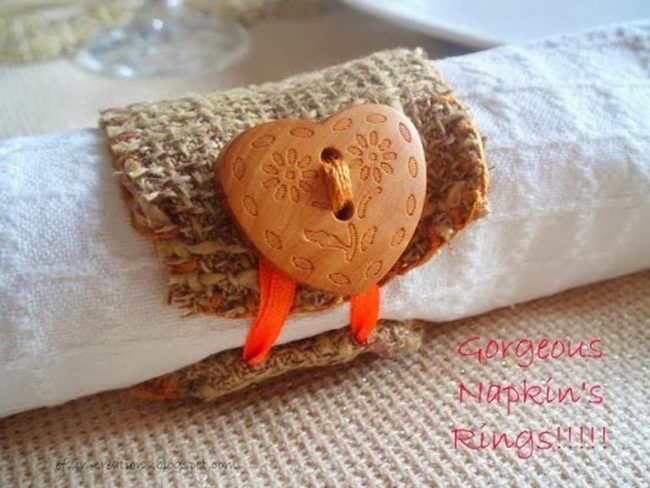 Carved Wood Hearts With Orange Accents