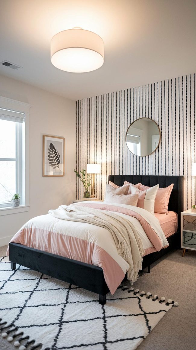 Matte Black Bed With Lilac Softness