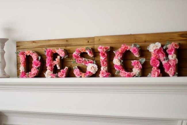 Pink Purple Floral Letter Art