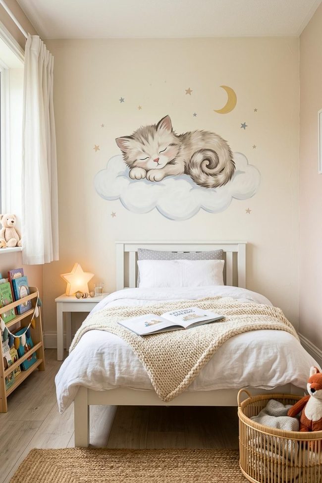 Kitten Dreaming Among Starlit Clouds