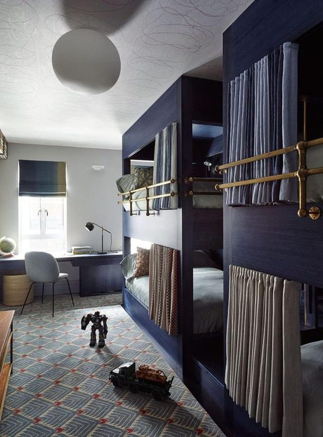 Navy Bunk Beds With Privacy Curtains