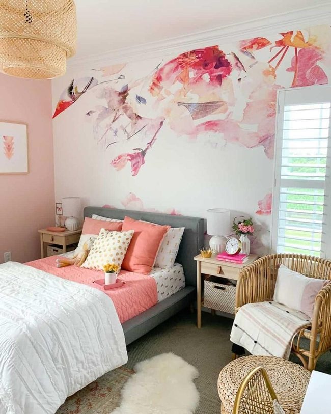 Pink Bloom Bedroom Wall