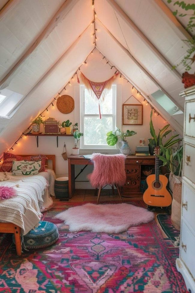 Sloped Ceiling Boho Resting Area