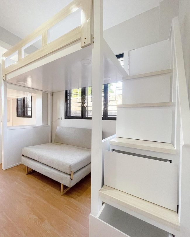 White Loft With Stair Storage
