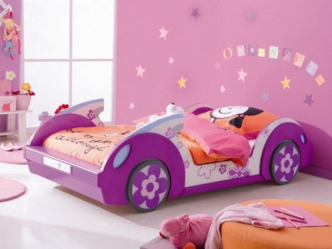 Pink Stars & Purple Race Car