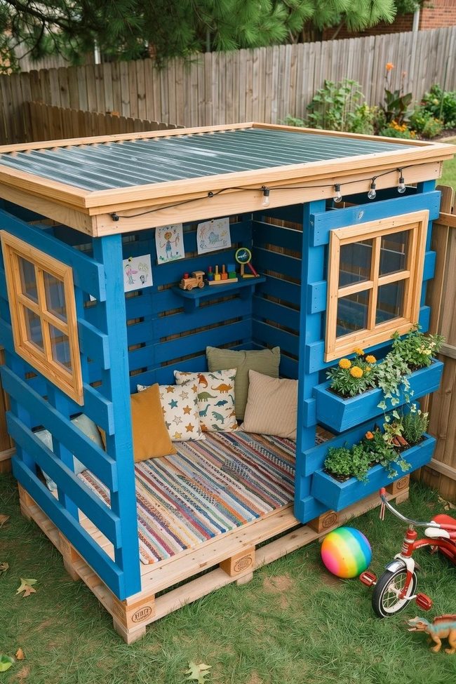 Blue Pallet Tent Outdoor Hideout