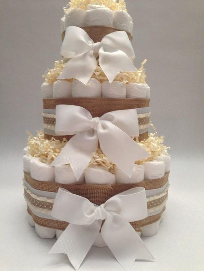 White Diaper Cake Layers