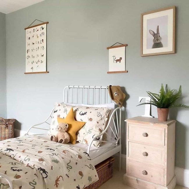 White Bed, Gray Walls, Animal Prints