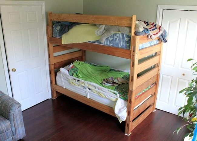 Natural Wood Bunk Beds Room