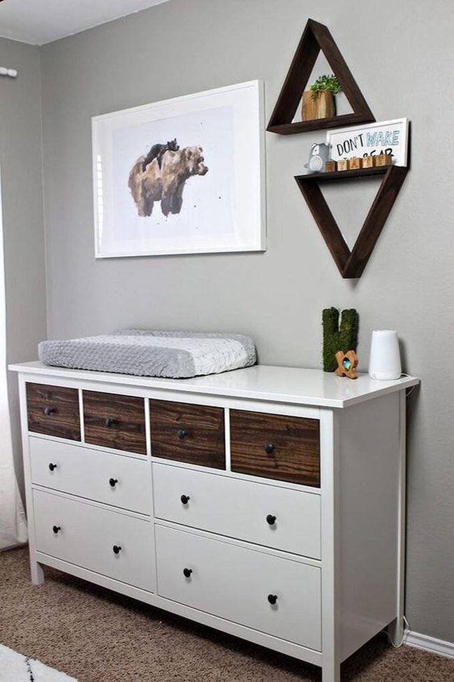 Dark Wood Dresser Nursery Contrast