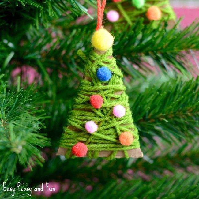 Cardboard Trees With Pom Poms