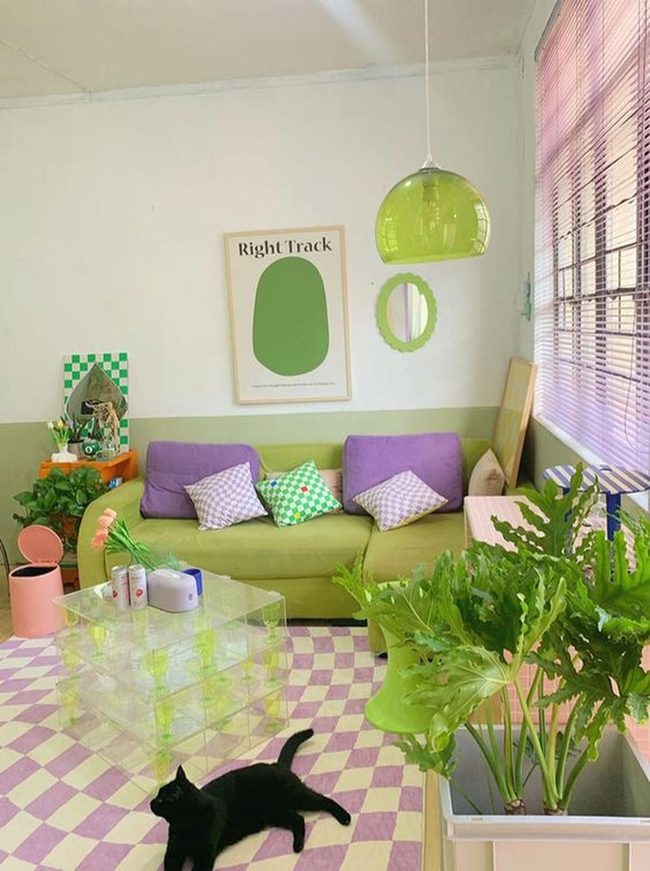 Green And Purple Living Room Refresh