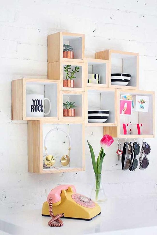 Natural Wood Shelves Storage
