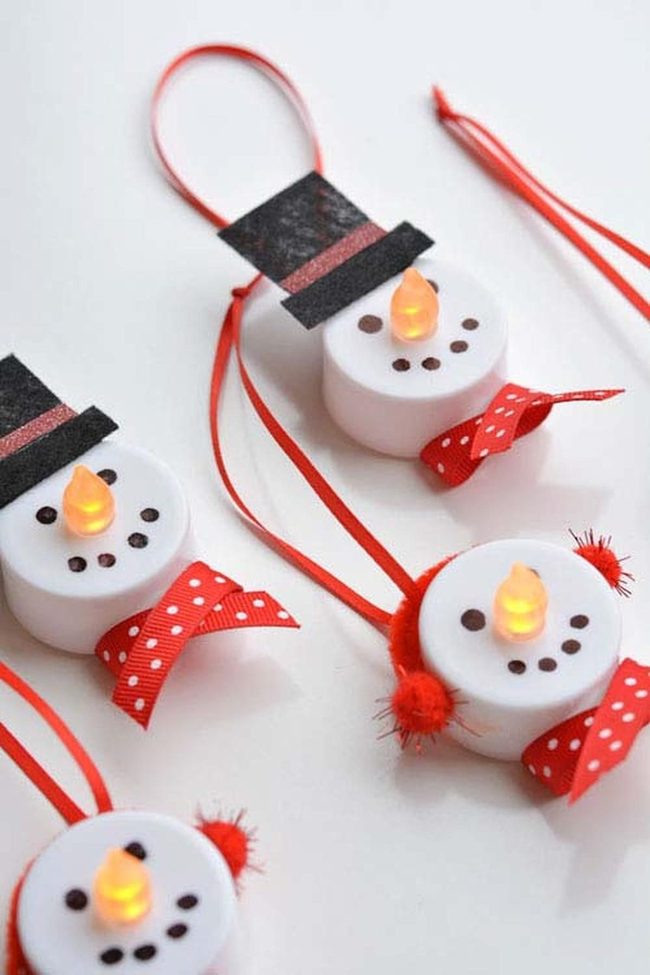 Glowing Snowmen Tea Light Craft