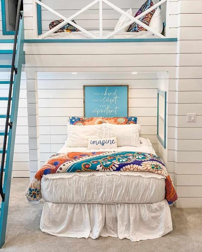 Blue Staircase Loft Bedroom