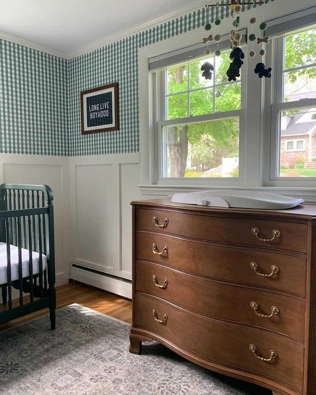 Blue Plaid Nursery with Brass Accents