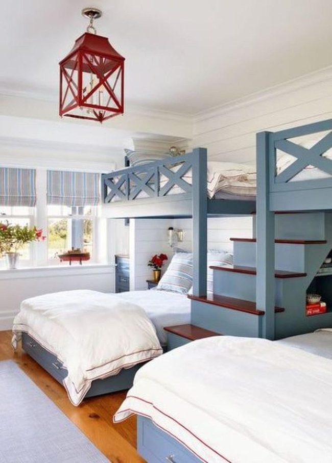 Blue Bunk Beds, Coastal Charm