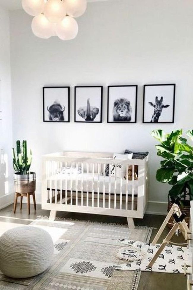 Wooden Cribs, Green Plants, White Walls