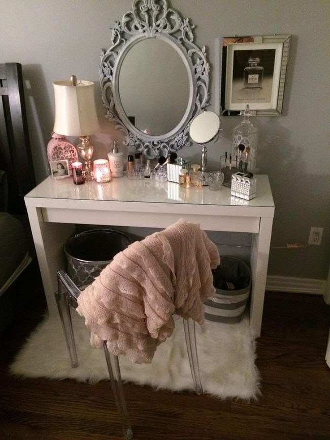 Glass Vanity Desk Hybrid