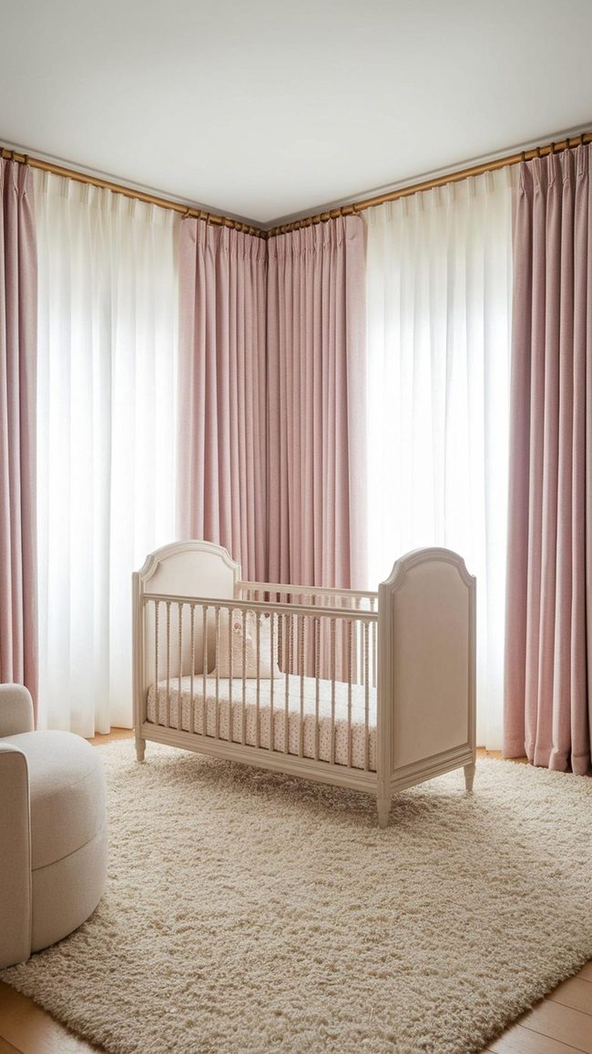 Soft Pastel Nursery Floor-To-Ceiling Drapes