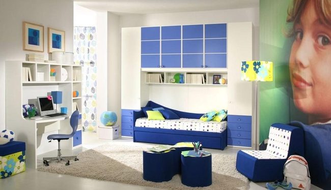 Blue and White Portrait Bedroom