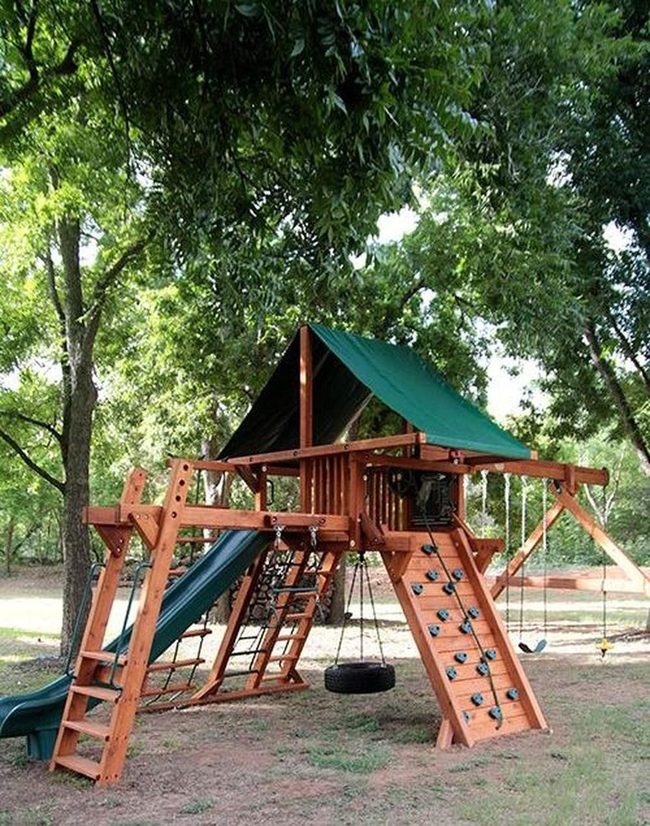 Green Canopy Wooden Playground