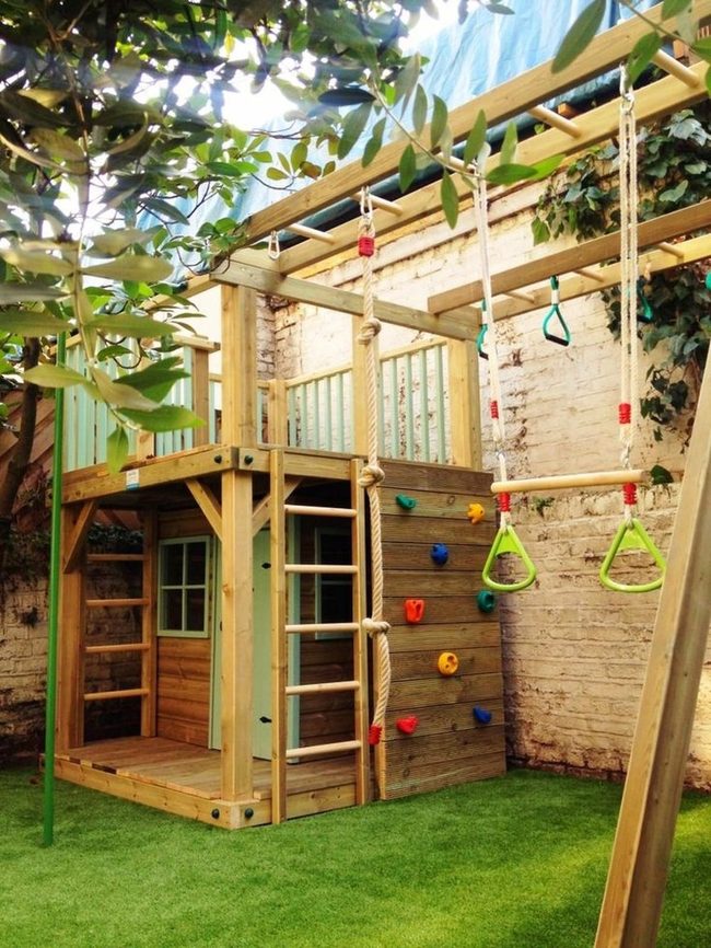 Colorful Wooden Climbing Wall