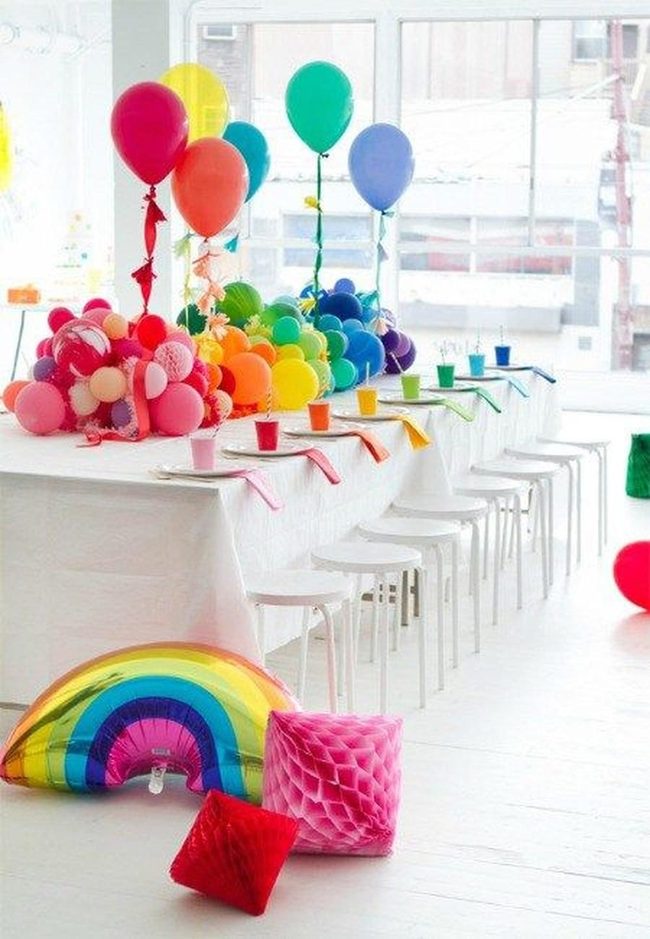 Floating Balloons Rainbow Party