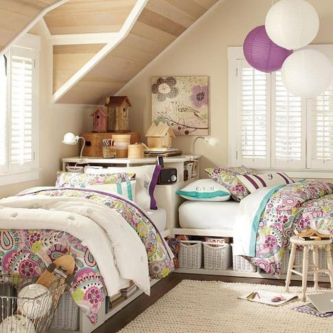 Sunlit Bedroom With Patterned Florals