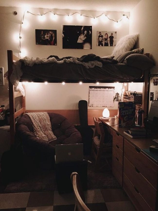 String Lights Over Wooden Warmth