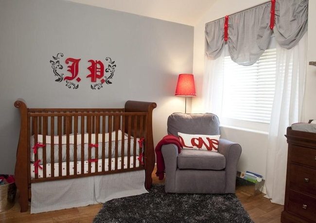 Red Ribbons, Gray Nursery Love